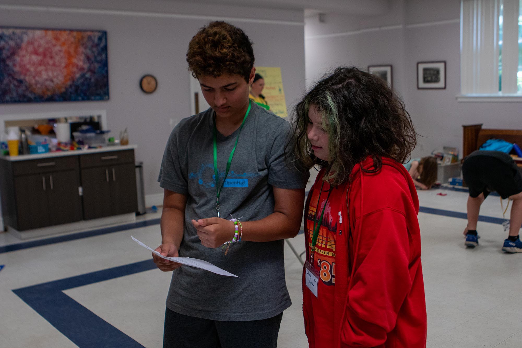 Two students reviewing a script.